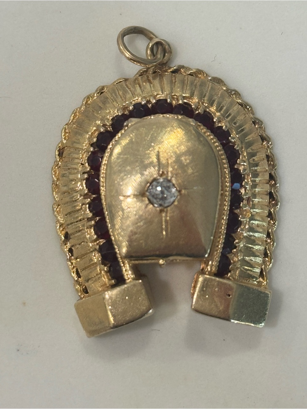 Rare 14 Karat Yellow Gold 1960s Vintage Gem-Set Horseshoe Locket!